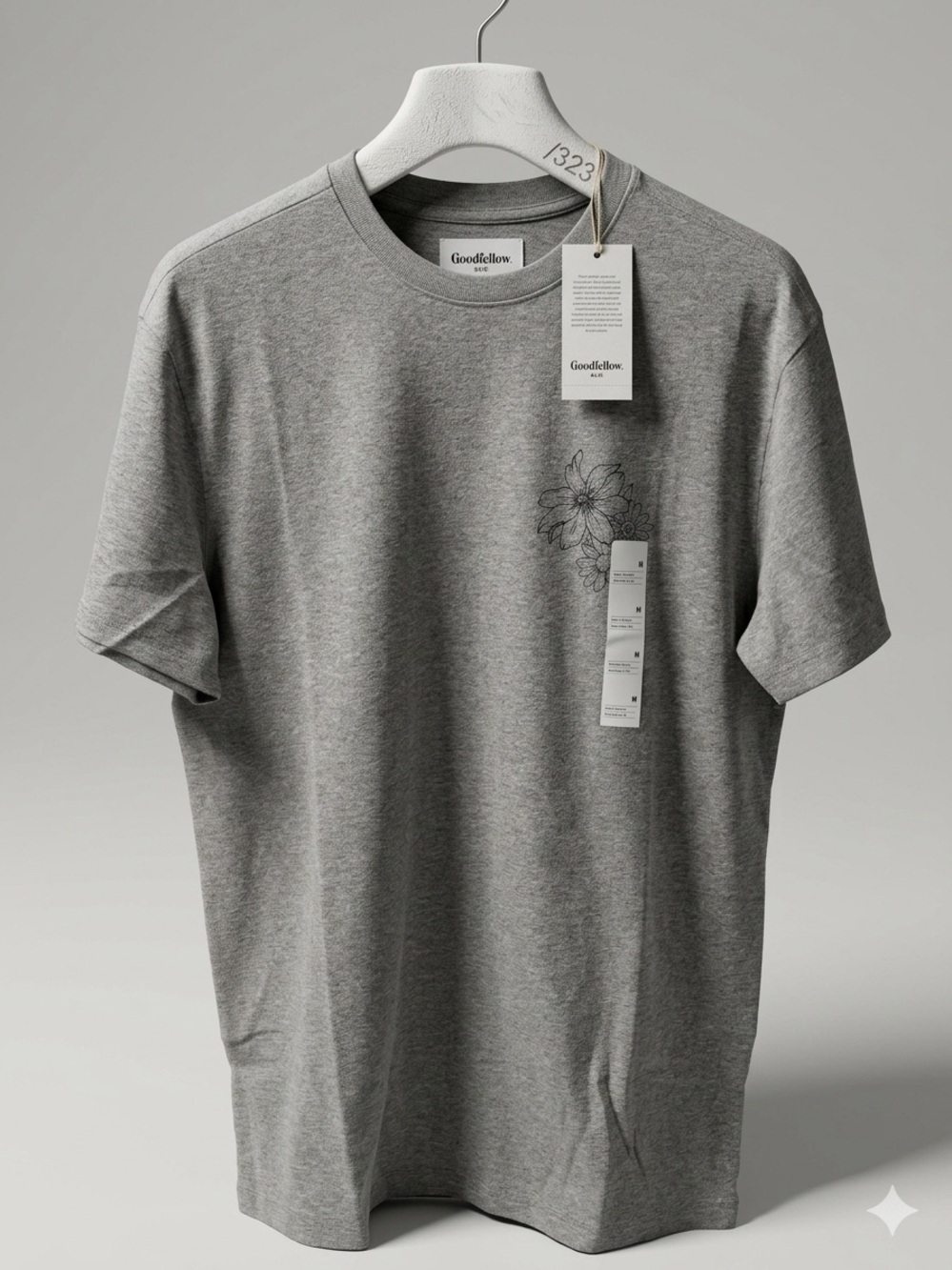NWT Goodfellow & Co Floral Graphic Boyfriend Tee Gray Size Medium